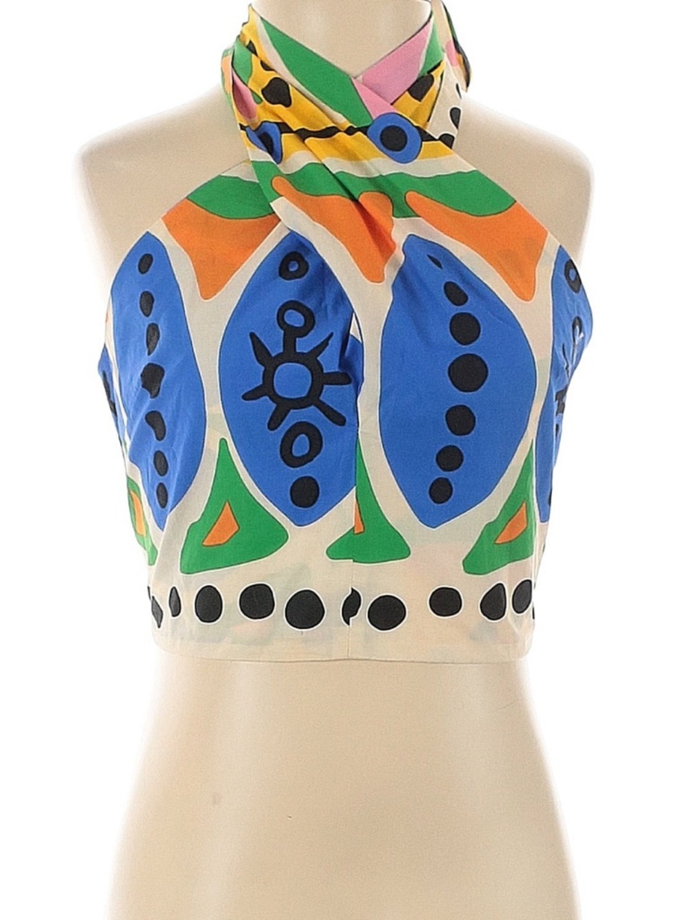Joie Unique Print Halter Crop Top